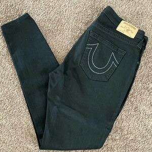 True Religion Distressed Black Skinny Jeans Size 32